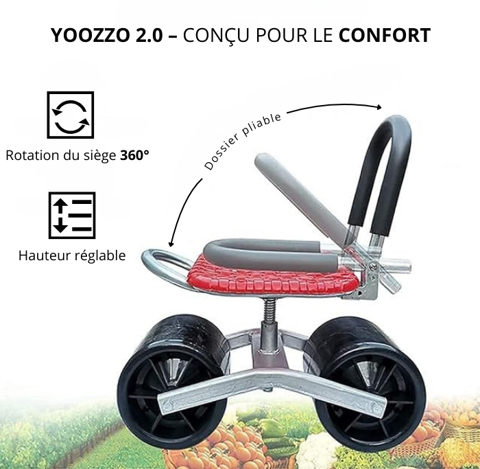 Yoozzo 2.0  – Siège roulant de jardin 360°